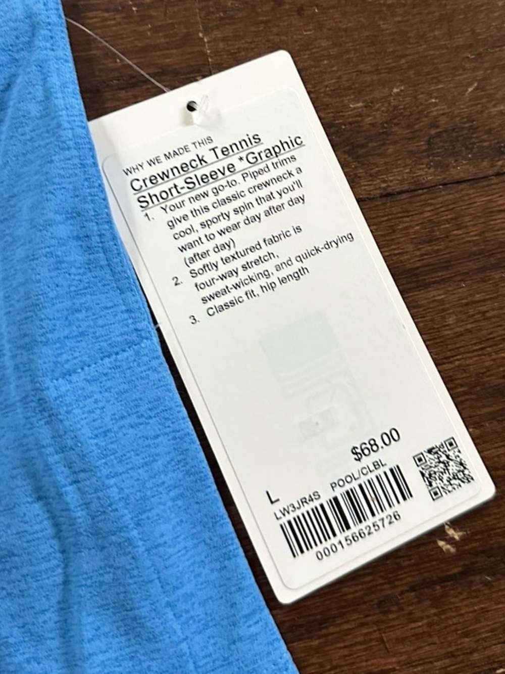 Lululemon Crewneck Short-Sleeve Tennis Club Tee. Pool Party size Large NWT - Picture 9 of 11